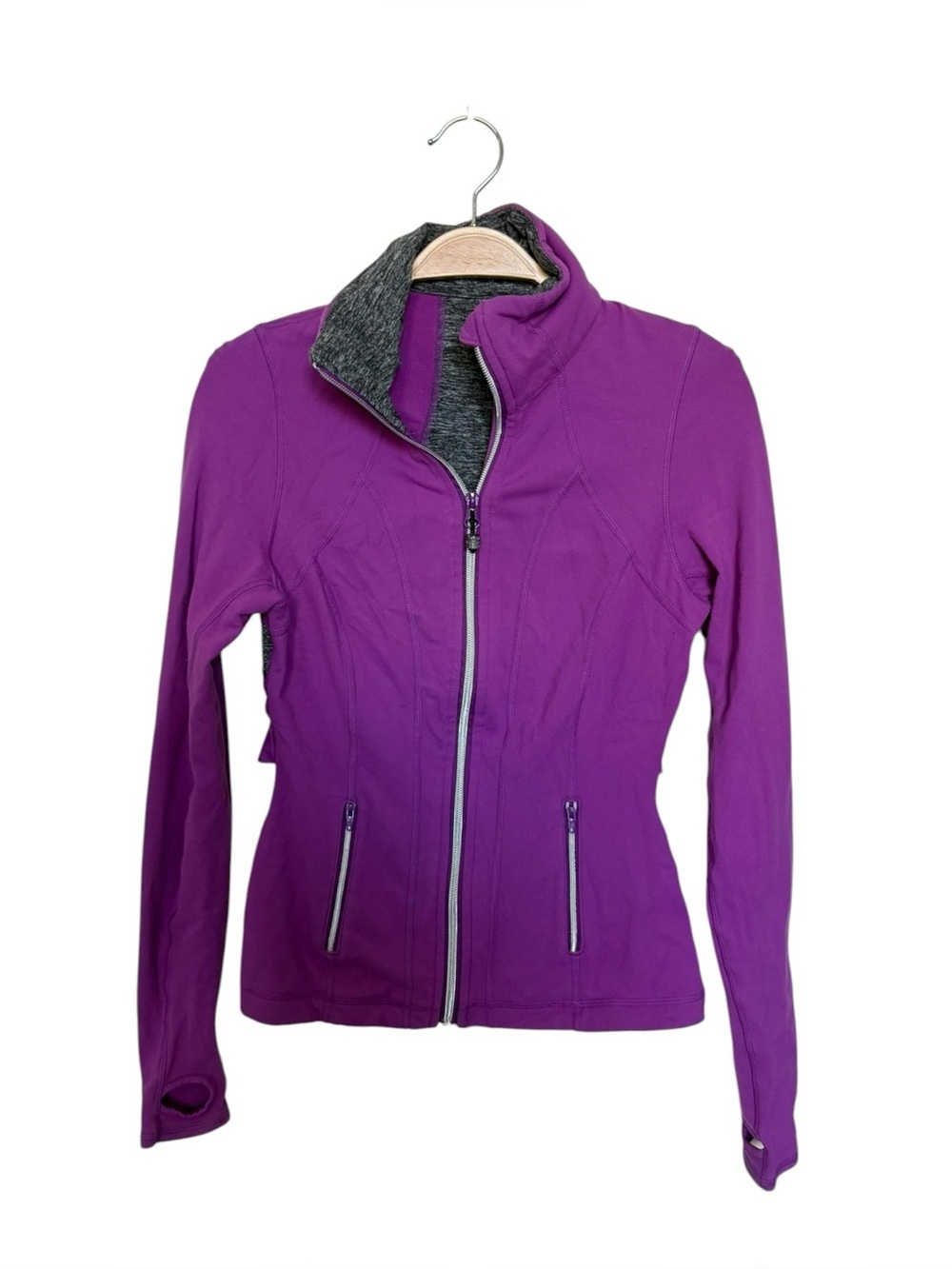 Lululemon Yogi Dance Jacket Ruffle Back Full Zip Purple Gray Size 4